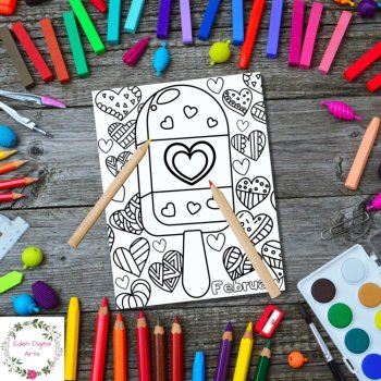 Winter Months Ice Cream Snowflakes Hearts 3 Coloring Pages Seasons Posters, image 3