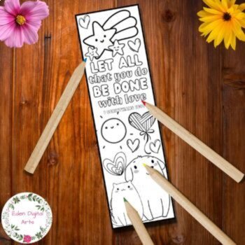 Love Bible Verses & Cute Animals Coloring Bookmarks Scripture Valentine Cards, image 3