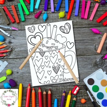 Winter Months Mugs Hot Cocoa Cups Snowflakes Coloring Pages Seasons Posters, image 3