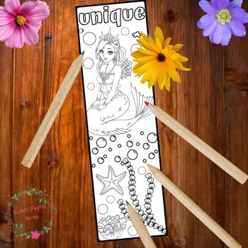 Mermaids Coloring Bookmarks Kindness Craft Calming Activity Cards Summer Gift, image 3