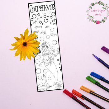 Mermaids Coloring Bookmarks Kindness Craft Calming Activity Cards Summer Gift, image 4