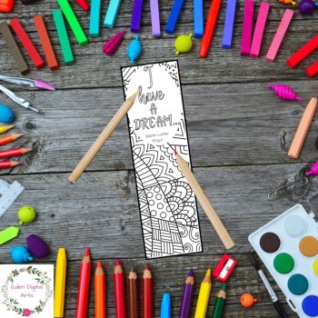 MLK Jr Quotes Coloring Bookmarks Black History Month Activity DIY Gift Craft, image 2