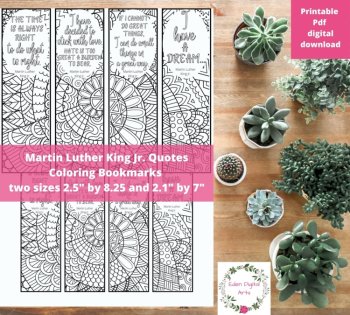 MLK Jr Quotes Coloring Bookmarks Black History Month Activity DIY Gift Craft, image 4