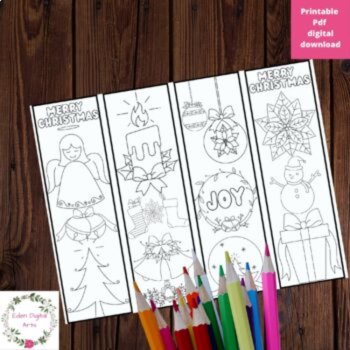 Christmas Coloring Bookmarks Relaxing Activity Keepsake Craft Gift for Parent, image 2