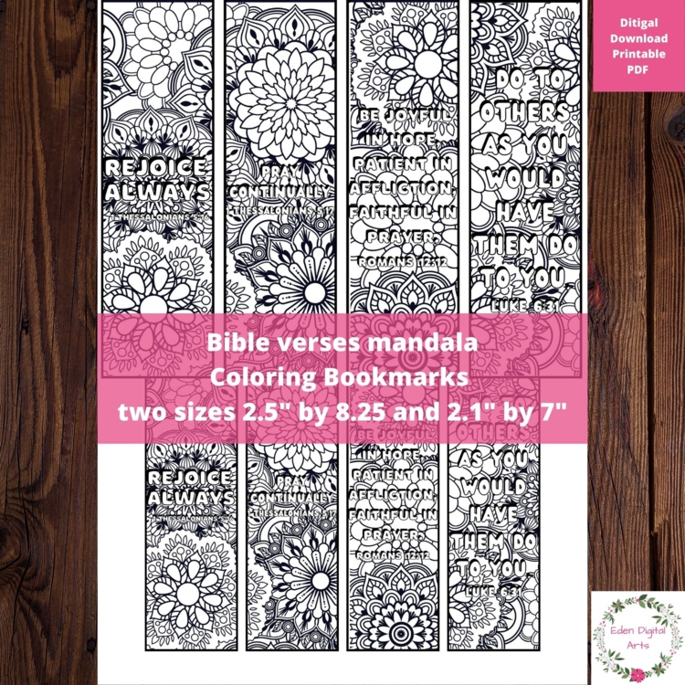 Mandala Bible Verse Coloring Bookmarks, Scripture Christian Anti Stress Activity