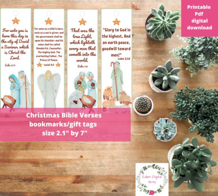 Christmas Nativity Scripture Bookmarks, Bible Verse Gift Tags, Class Gifts