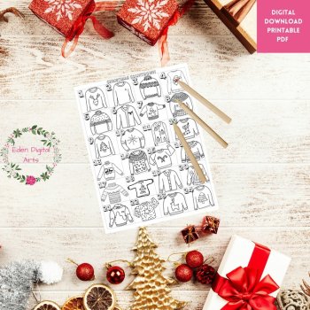 Christmas Countdown Ugly Sweater Coloring Calendar Advent Fun Craft Activity, image 3