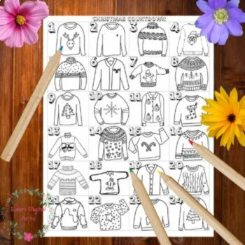 Christmas Countdown Ugly Sweater Coloring Calendar Advent Fun Craft Activity, image 4