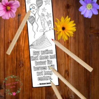Abraham Lincoln Quotes Coloring Bookmarks President's Day Patriotic Craft Cards, image 2