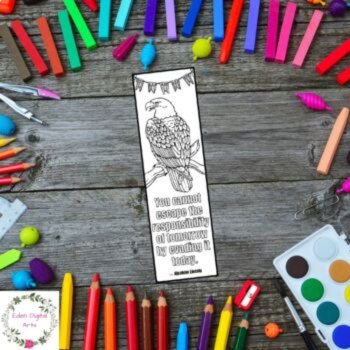 Abraham Lincoln Quotes Coloring Bookmarks President's Day Patriotic Craft Cards, image 3