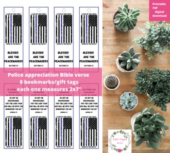 Christian Police Officer Appreciation Support Bookmarks Gift Tags Bible Verses, image 2