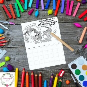 Cute Animals Christian Undated Coloring Calendar Bible Verses Psalms DIY Gift, image 3