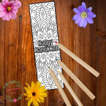Happy Hanukkah Coloring Bookmarks, Jewish Culture Appreciation Craft Cards, image 2