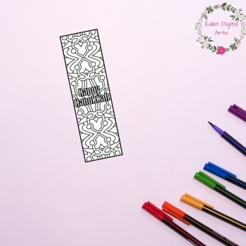 Happy Hanukkah Coloring Bookmarks, Jewish Culture Appreciation Craft Cards, image 4