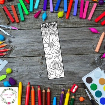 Whimsy Cute Animals Flowers Words Coloring Bookmarks Relaxing Kindness Craft, image 3