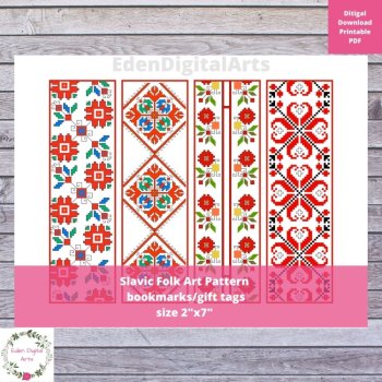 Slavic Folk Art Pattern Bookmarks/Gift Tags/Cards, Cultural Ukrainian Russian, image 2