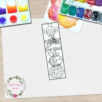 Be Kind Coloring Bookmarks Cute Bees, Kindness Craft Activity Anti Bullying, image 2