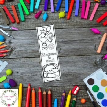 Be Kind Coloring Bookmarks Cute Bees, Kindness Craft Activity Anti Bullying, image 4