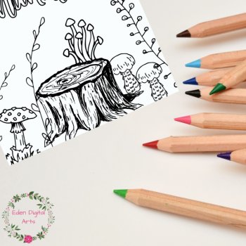 Forest Fall Gratitude 7 Coloring Pages Posters Leaves Pumpkins Mushrooms Quotes, image 4