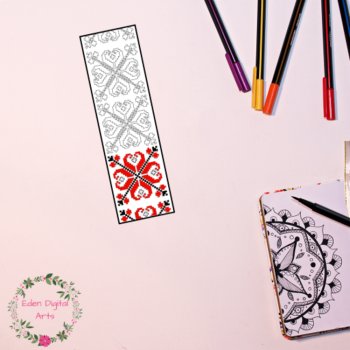 Slavic Folk Art Pattern Coloring Bookmarks, Cultural Craft Activity Ornamental, image 3