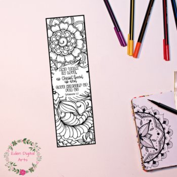 Love Bible Verses Botanical Coloring Bookmarks Floral Scripture Christian Craft, image 3
