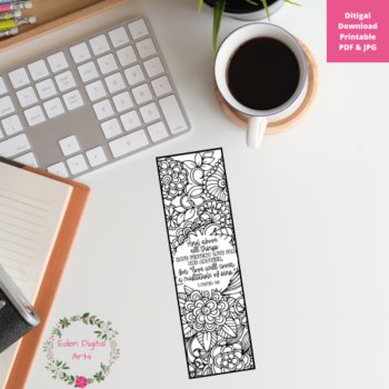 Love Bible Verses Botanical Coloring Bookmarks Floral Scripture Christian Craft, image 4