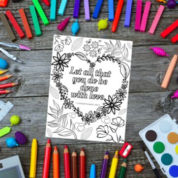 Love Bible Verses 6 Coloring Pages Calming Scripture Activity for Teens Adults, image 3