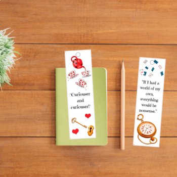 Alice's Adventures in Wonderland Quotes Bookmarks Class Gift Tags Favors, image 3