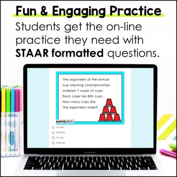 4th Grade Math Review Bundle - Digital Task Cards - Online STAAR Practice, image 2