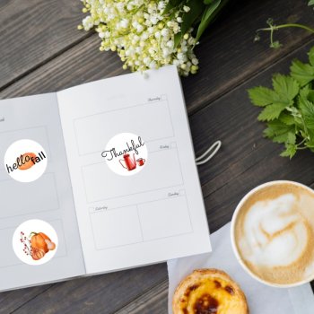 Cozy Fall Thankful Print and Cut Watercolor Stickers Clipart Gratitude Pumpkins, image 4