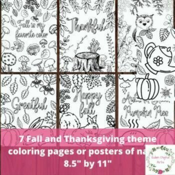 Fall Bundle Coloring Pages Bookmarks Pumpkins Thanksgiving Gratitude Calm Crafts, image 3