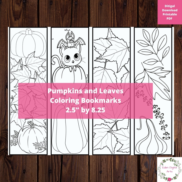 Pumpkins Leaves Fall Theme Halloween Coloring Bookmarks Relaxing Calming Craft