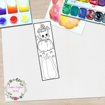 Pumpkins Leaves Fall Theme Halloween Coloring Bookmarks Relaxing Calming Craft, image 3