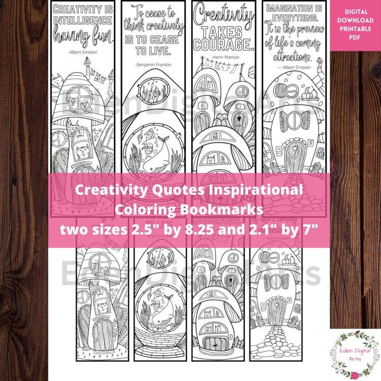 Creativity & Imagination Quotes Whimsical Coloring Bookmarks Art History Craft