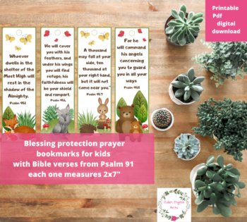 Bible Verse Bookmarks for Kids Psalm 91 Prayer of Protection Sunday School Gift, image 2