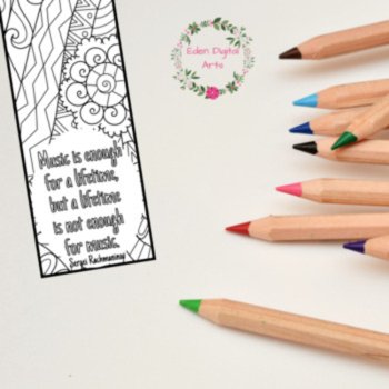 Music Quotes Coloring Bookmarks Relaxing Musical Students Mandala Craft Activity, image 3