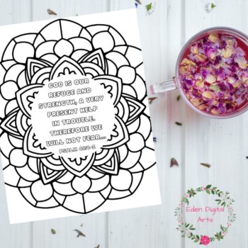 10 Psalms to Help Calm Anxiety Relaxing Mandala Bible Coloring Pages Activity, image 4