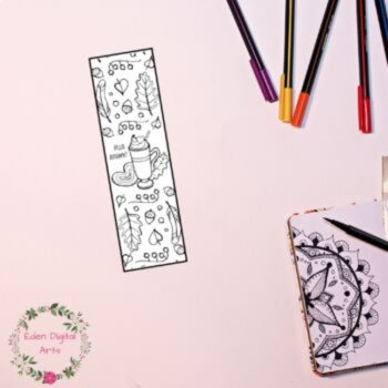 Cozy Autumn Fall Thanksgiving Coloring Bookmarks Relaxing Calming Craft Leaves, image 3