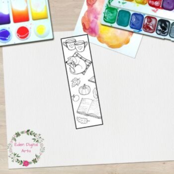 Cozy Autumn Fall Thanksgiving Coloring Bookmarks Relaxing Calming Craft Leaves, image 4