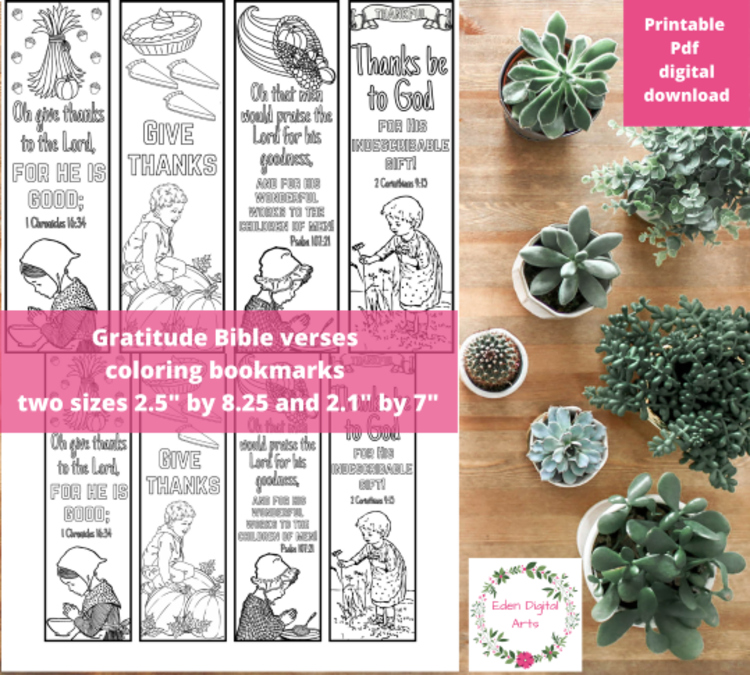 Gratitude Bible Verse Coloring Bookmarks Scripture Thanksgiving Craft Page
