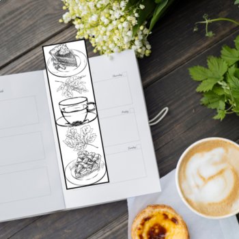Cozy Fall Doodle Coloring Bookmarks Relaxing Calming Craft Leaves Pumpkin Pie, image 3