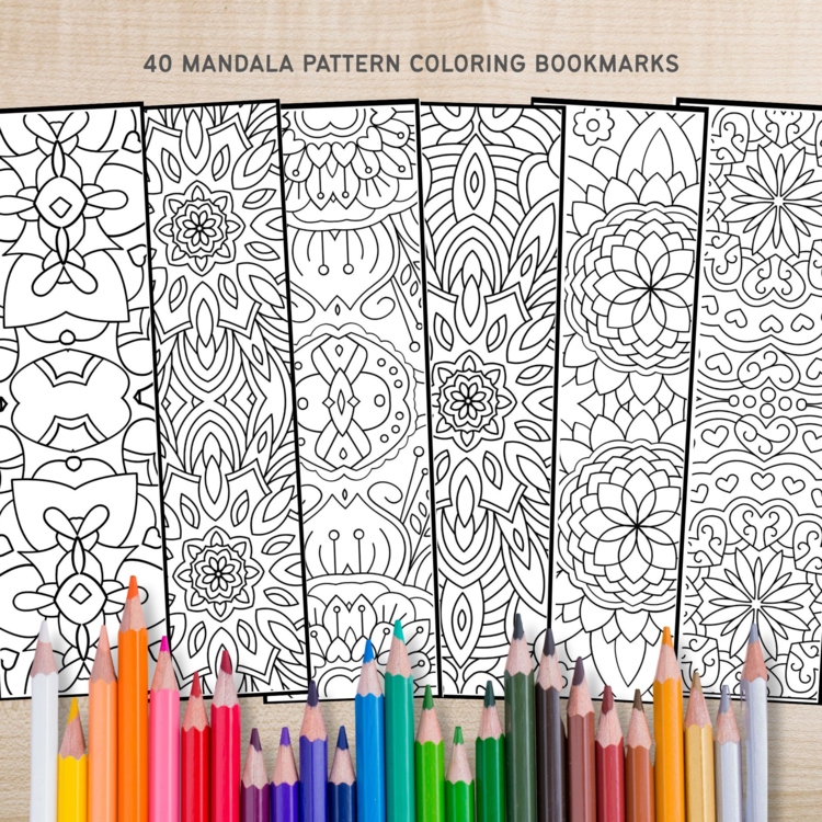 Huge Set 40 Pattern Mandala Coloring Bookmarks Relaxing Calming Activity Craft