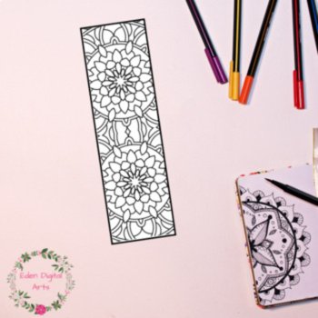 Huge Set 40 Pattern Mandala Coloring Bookmarks Relaxing Calming Activity Craft, image 2