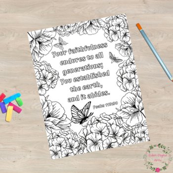 Promises of God 20 Bible Verse Coloring Pages Scripture Floral Relaxing Activity, image 3