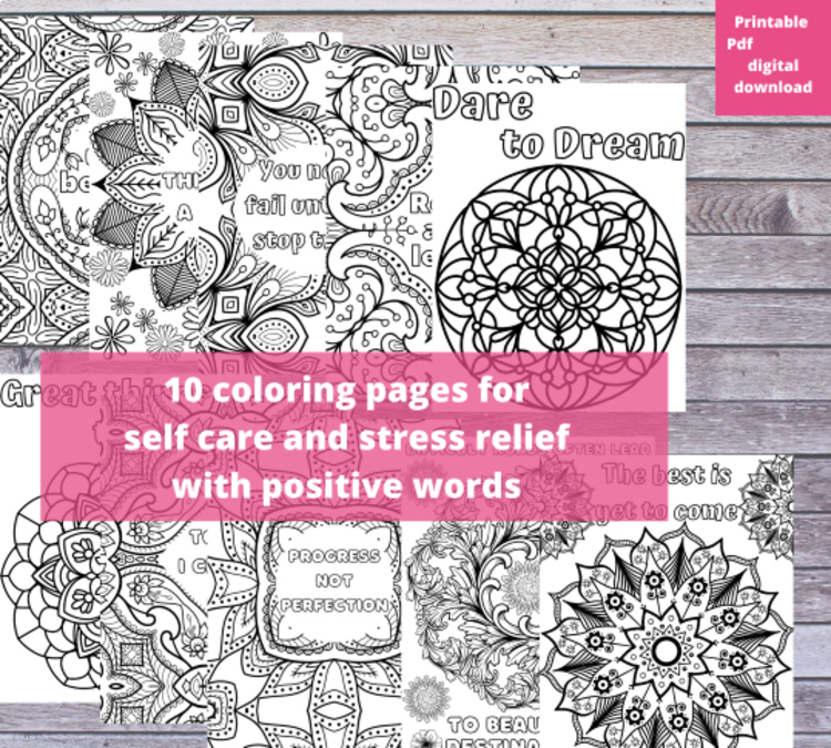 Mandala Coloring Pages Positive Affirmation Words Anti Anxiety Activity Teens