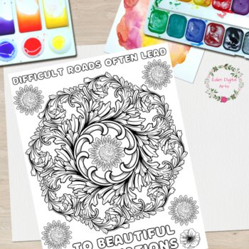 Mandala Coloring Pages Positive Affirmation Words Anti Anxiety Activity Teens, image 3