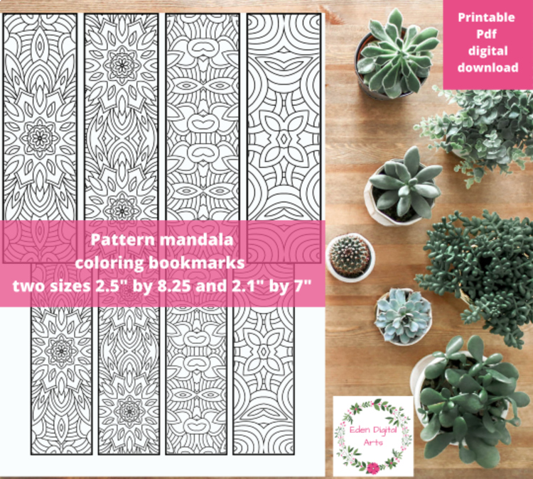 Pattern Mandala Coloring Bookmarks Relaxing Activity Craft Page