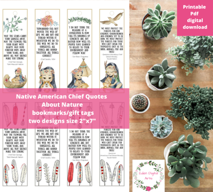 Native American Nations Chief Quotes Bookmarks Indigenous People Day Cards