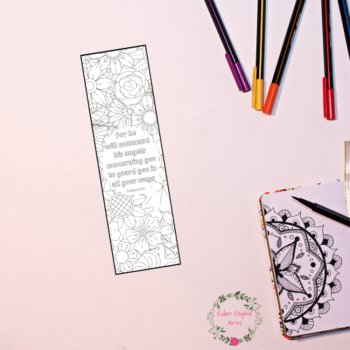 Psalm 91 Coloring Bible Verse Bookmarks Scripture Activity Craft Page Flowers, image 4