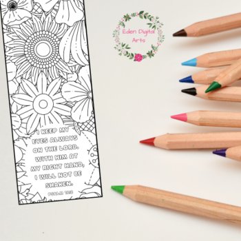 Floral Encouraging Psalms Bible Verse Coloring Bookmarks Scripture Calming Craft, image 3